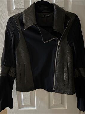 Saxony- Women's Black Mixed Media Jacket 2 piece